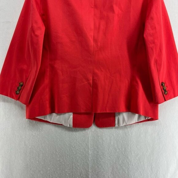 Lands' End Blazer Women's Sz 14 Red One-Button Single-Breasted Striped Lining - Picture 8 of 12